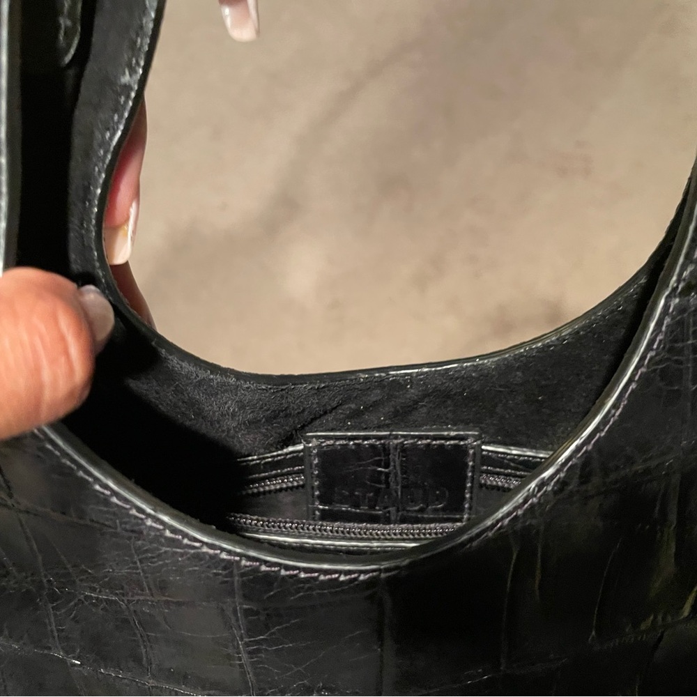 STAUD Black Croc-Embossed Shoulder Bag - Picture 5 of 8